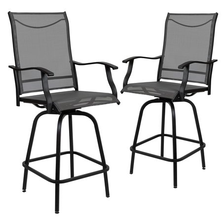 Flash Furniture 2PK Outdoor Stool - 30 inch Patio Bar Stool, Gray 2-ET-SWVLPTO-30-GR-GG